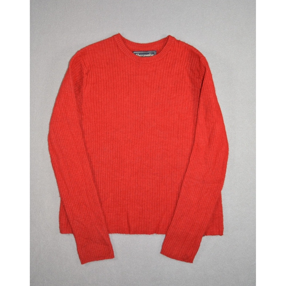 Abercrombie & Fitch Sweater Womens XL Red Wool Blend Ribbed Crewneck Pullover